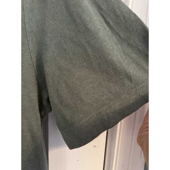 Theory Men’s Sz L Open Collar Cotton Jersey Green Polo Shirt Soft - Picture 4 of 8